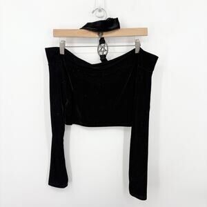 Killstar Velvet Top Women Large Whimsigoth Witchy Off Shoulder Pentagram Choker